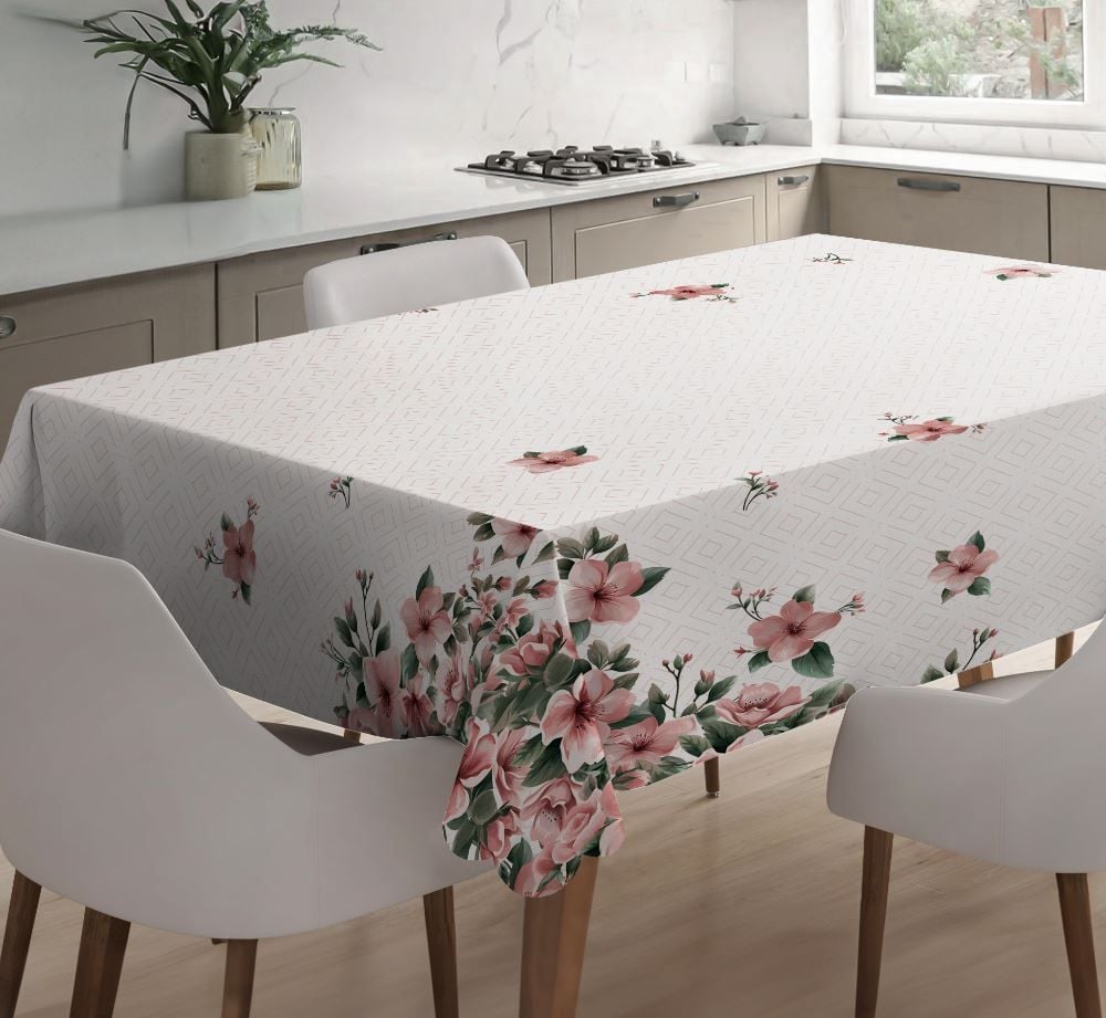Toalha de Mesa 1,40 X 1,40 m Estampada Havan Casa - Floral Rosa Centro