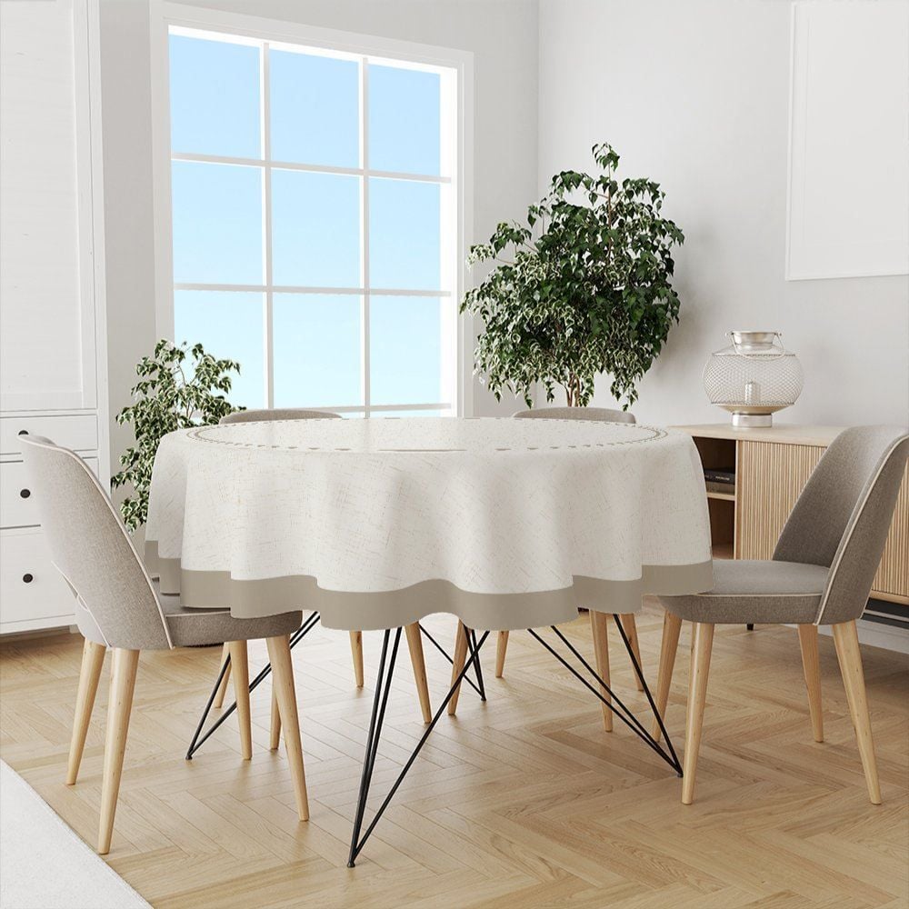 Toalha De Mesa 1,50M Redonda Estampada Havan Casa - Areia