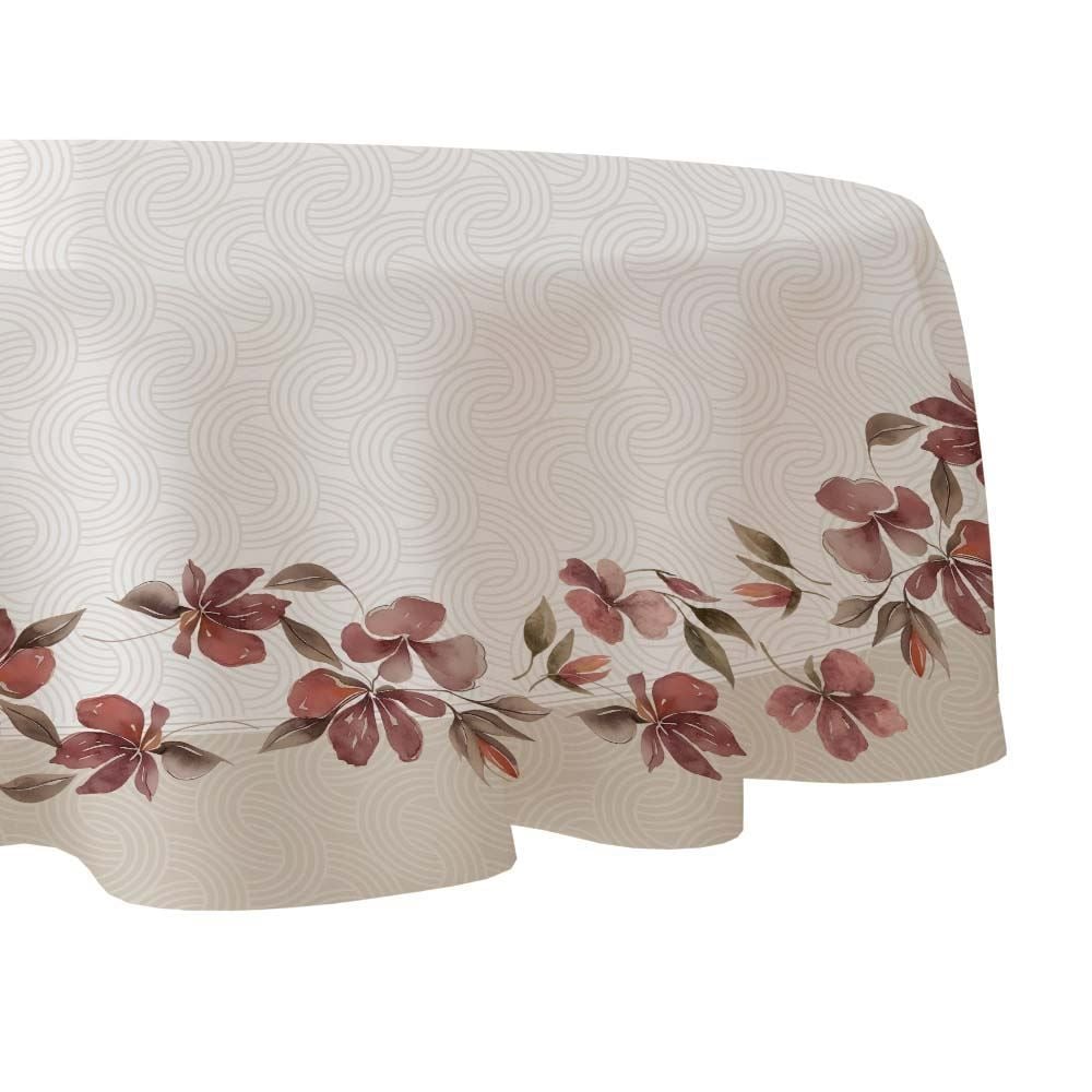 Toalha de Mesa 1,50M Redonda Estampada Havan Casa - FLORES BORDO
