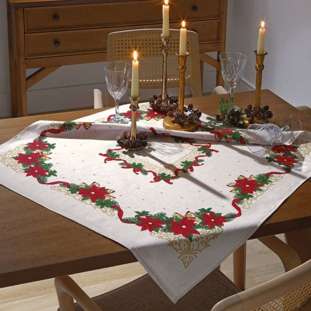 Toalha De Mesa 78X78 Cm Natal Dohler - Bege