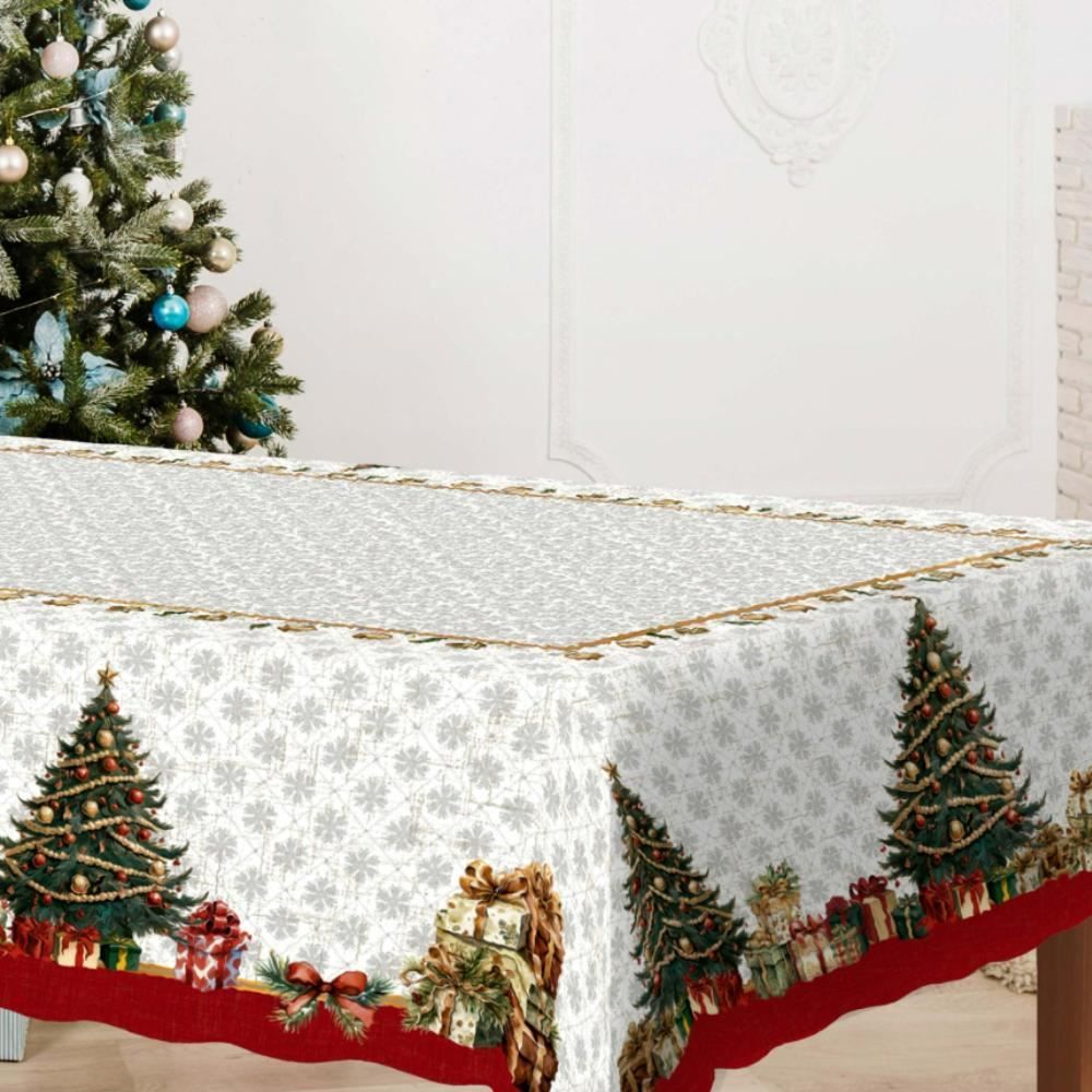 Toalha De Mesa Natalina 1,40X1,40 M Natal Encantado Havan Casa - Árvores