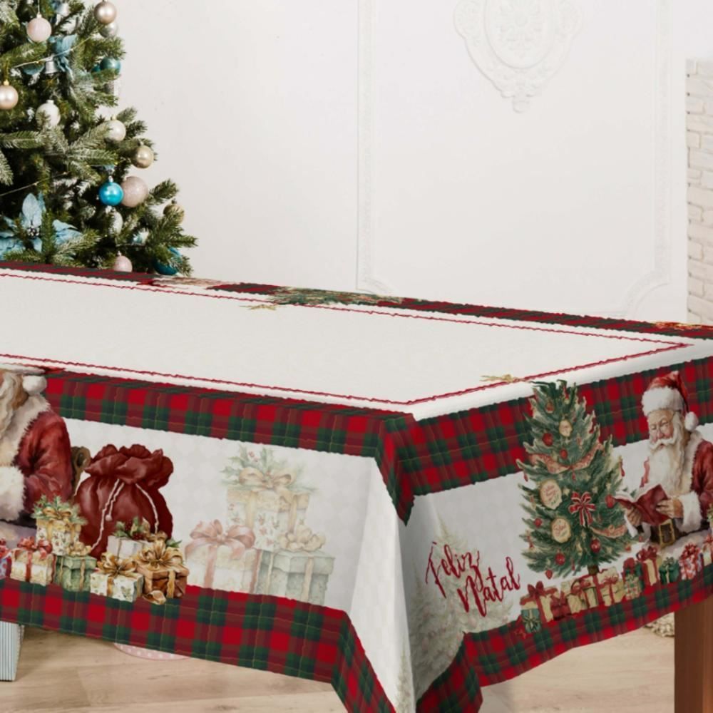 Toalha De Mesa Natalina 1,40X2,10 M Natal Encantado Havan Casa - Noel Xadrez