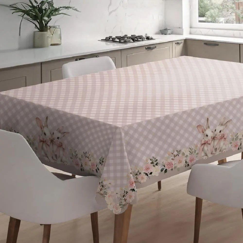 Toalha de Mesa Páscoa Estampada 1,40X2,50 m Havan Casa - Coelho Laço Rosa