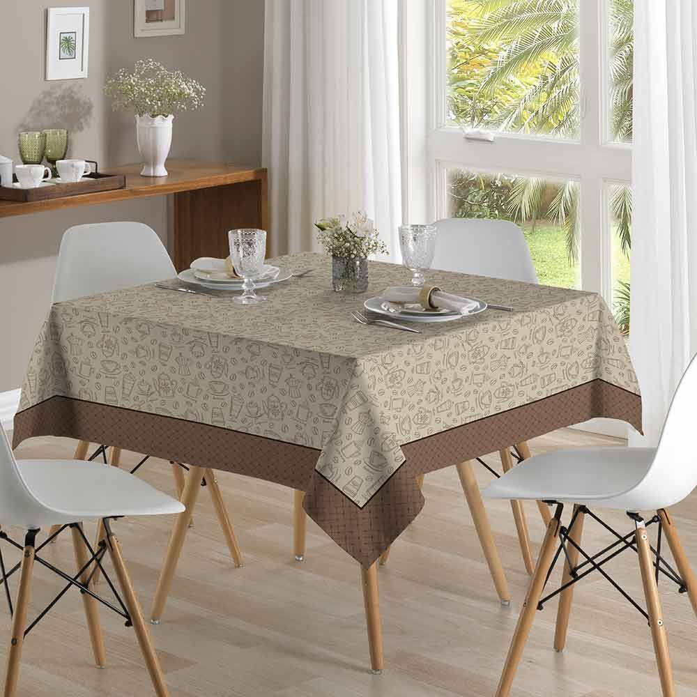 Toalha De Mesa 1,40 X 1,40 M Clean Döhler - Desenho Café
