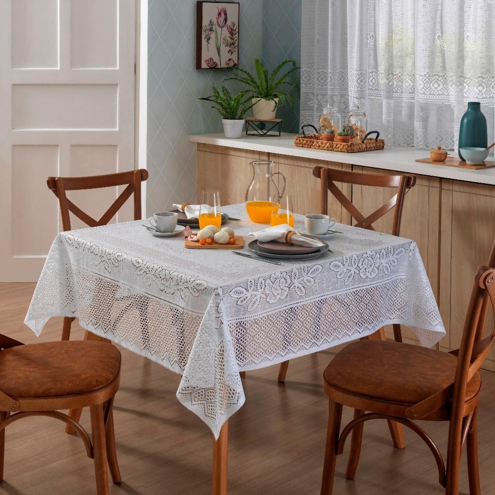 Toalha De Mesa Quadrada 200X200cm Valência Havan Casa 1 Pç - Branco