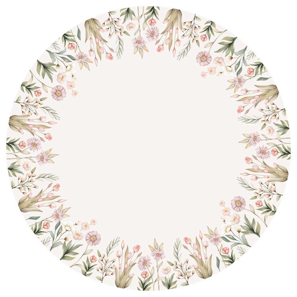 Toalha De Mesa Redonda Clean Renova Dohler - Flores Salmão