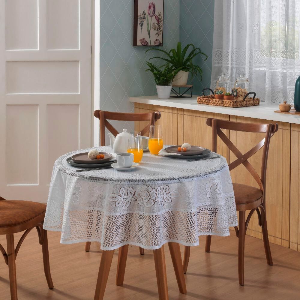 Toalha De Mesa Redonda 1,50M Valência Havan Casa 1 Pç - Branco