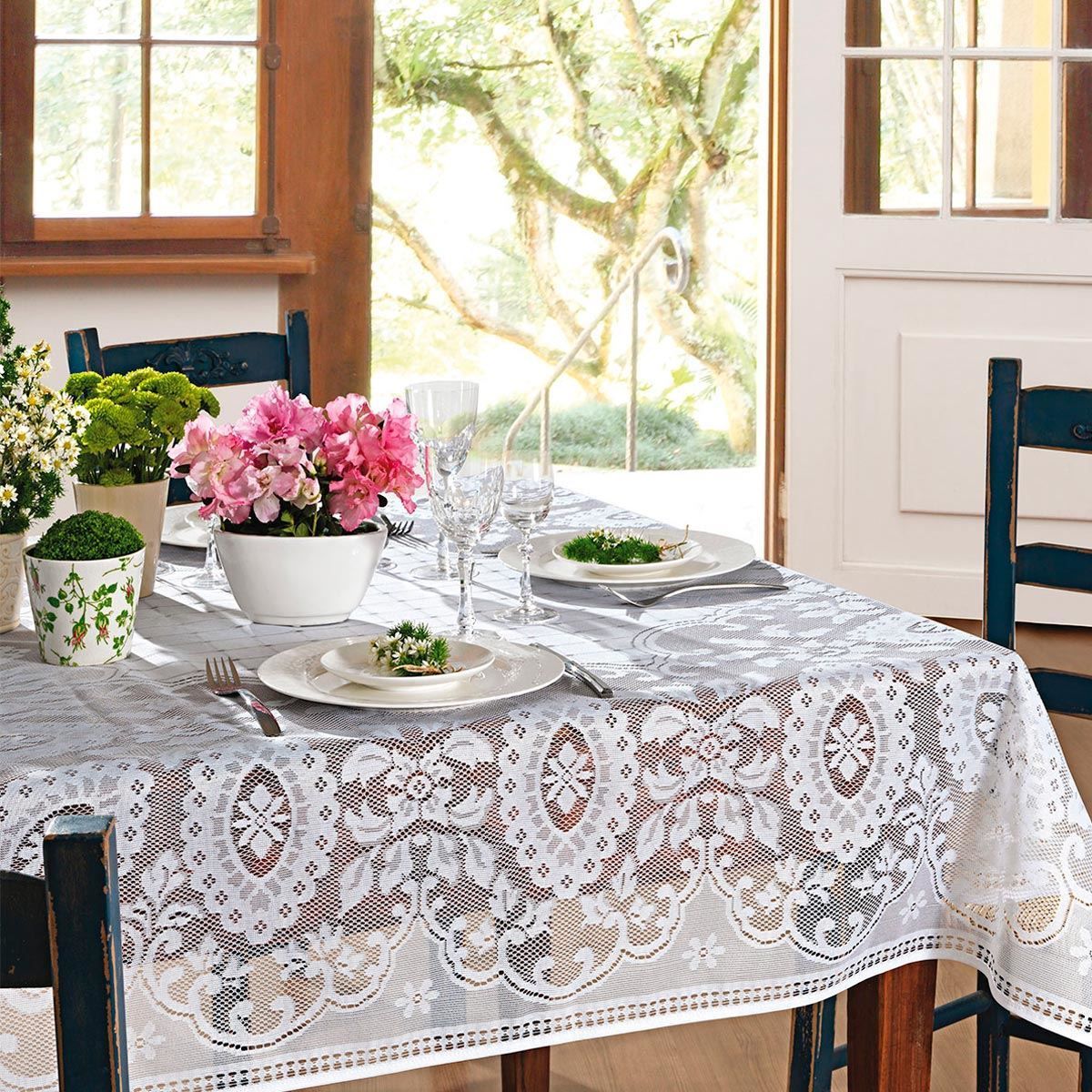 Toalha de Mesa 1,40x 2,00m Renda Venezuela Lepper - Branco