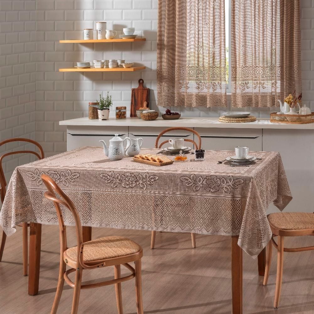 Toalha De Mesa Retangular 150X220cm Valência Havan Casa 1 Pç - Marrom Claro
