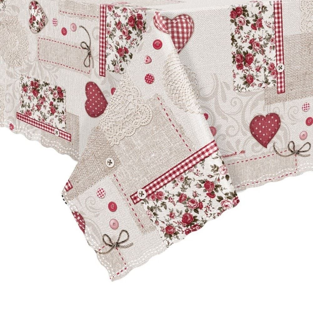 Toalha De Mesa Térmica 1,38X1,38 M Salehtex - Coração Patchwork