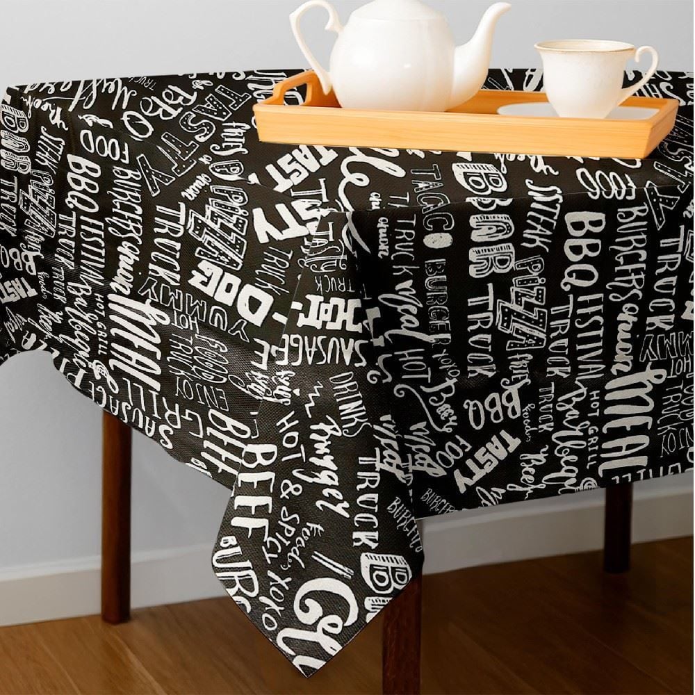 Toalha De Mesa Térmica 1,40X1,40 M Havan Casa - Palavras Preto