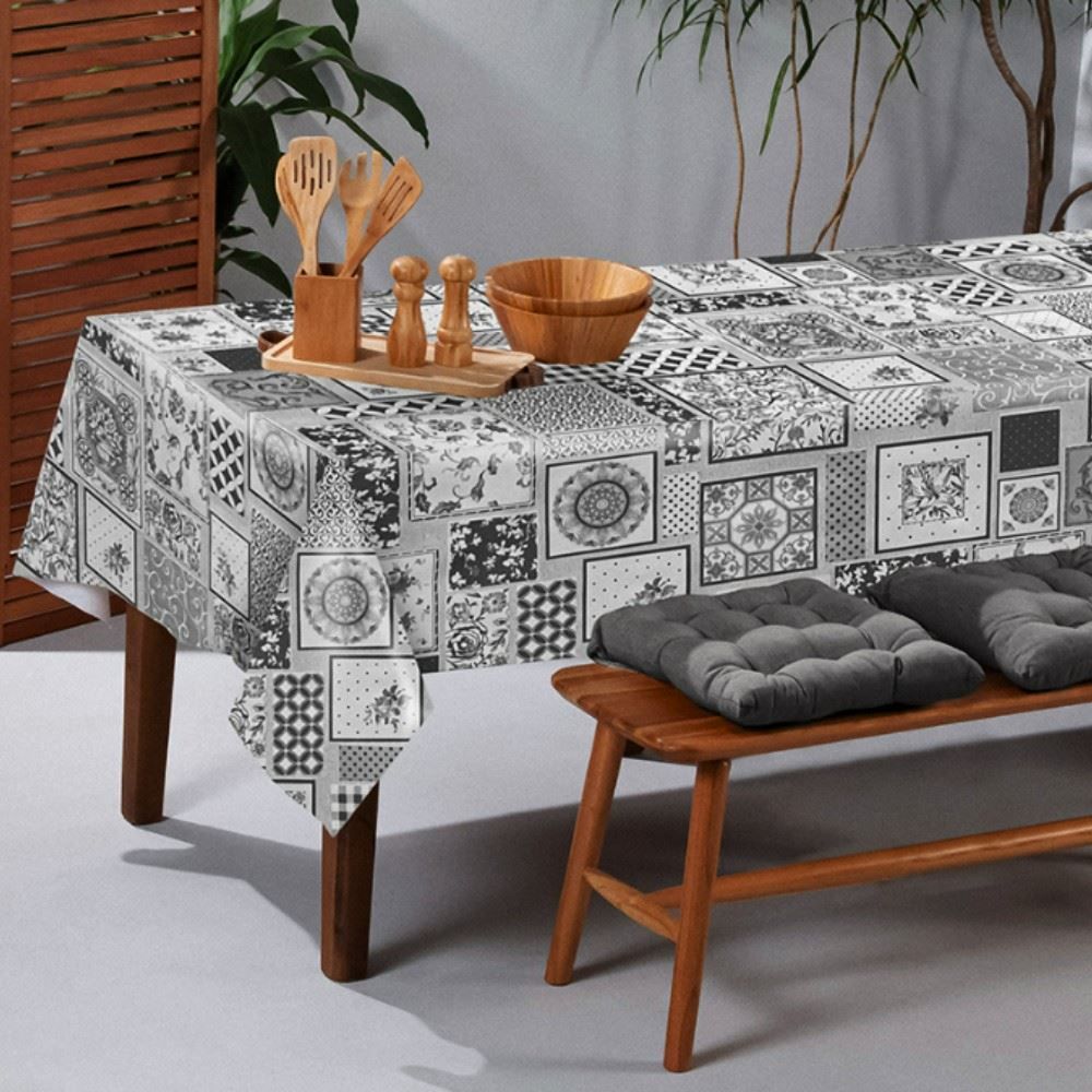 Toalha De Mesa Térmica 1,40X1,40 M Havan Casa - Patchwork Cinza