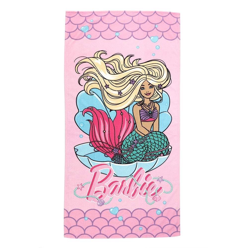 Toalha de Praia Aveludada Infantil Barbie Lepper - Rosa