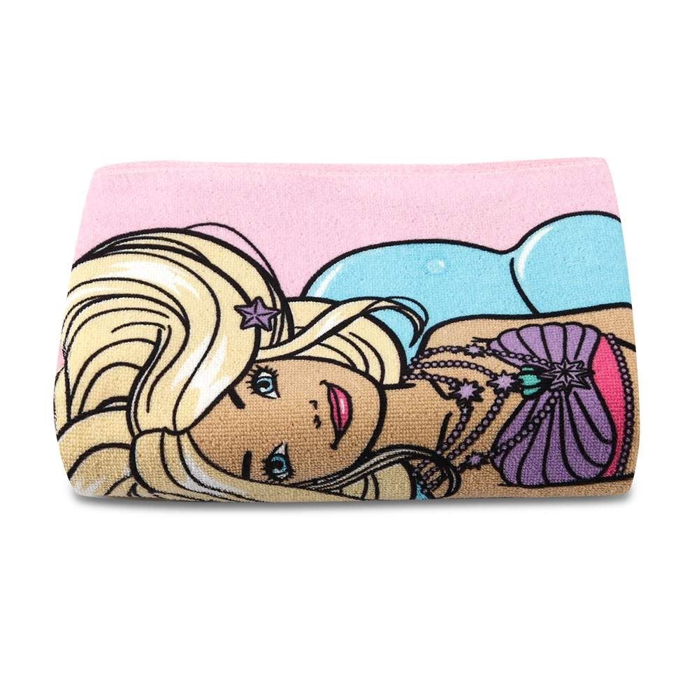 Toalha de Praia Aveludada Infantil Barbie Lepper - Rosa
