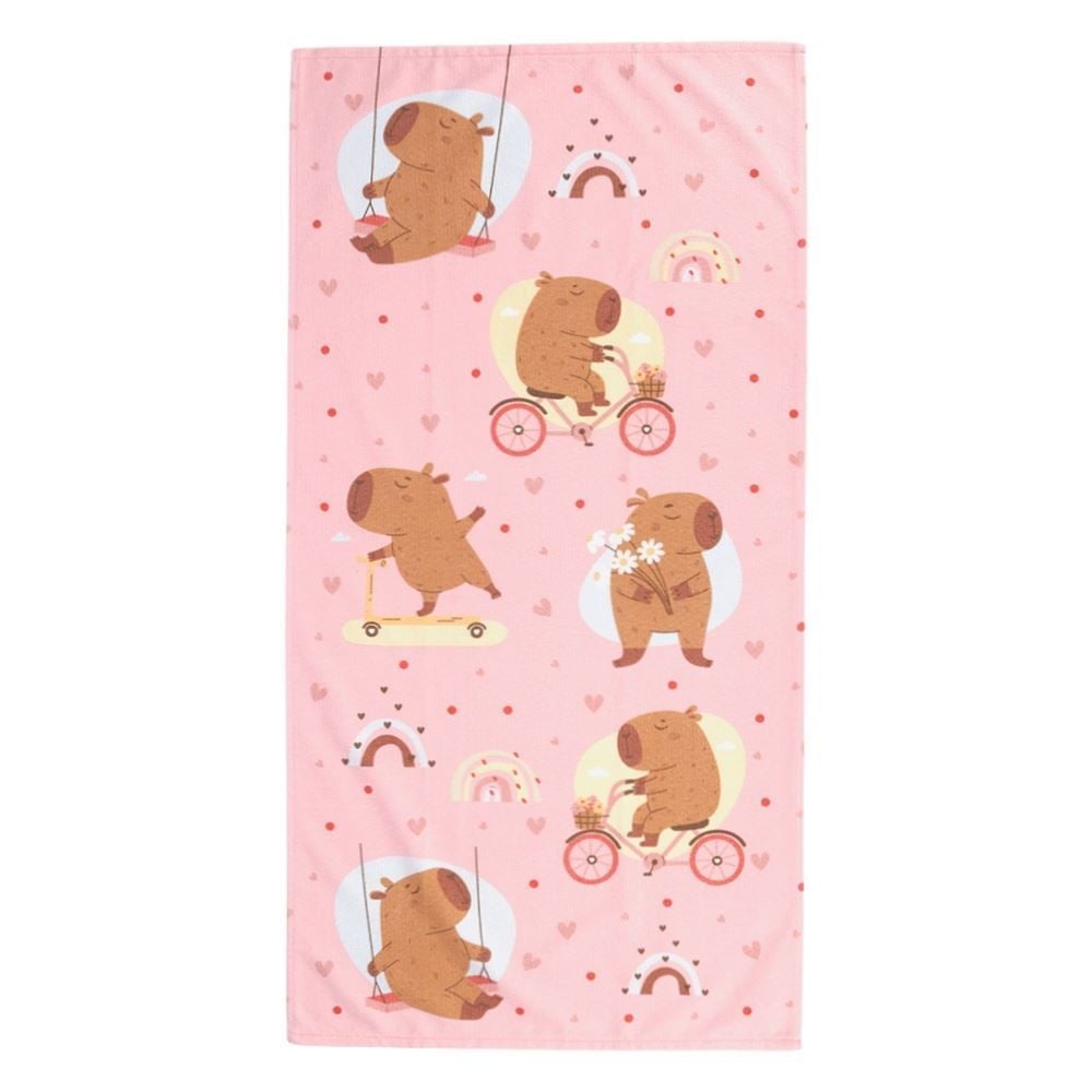 Toalha de Praia Infantil Lepper - Capivara Rosa