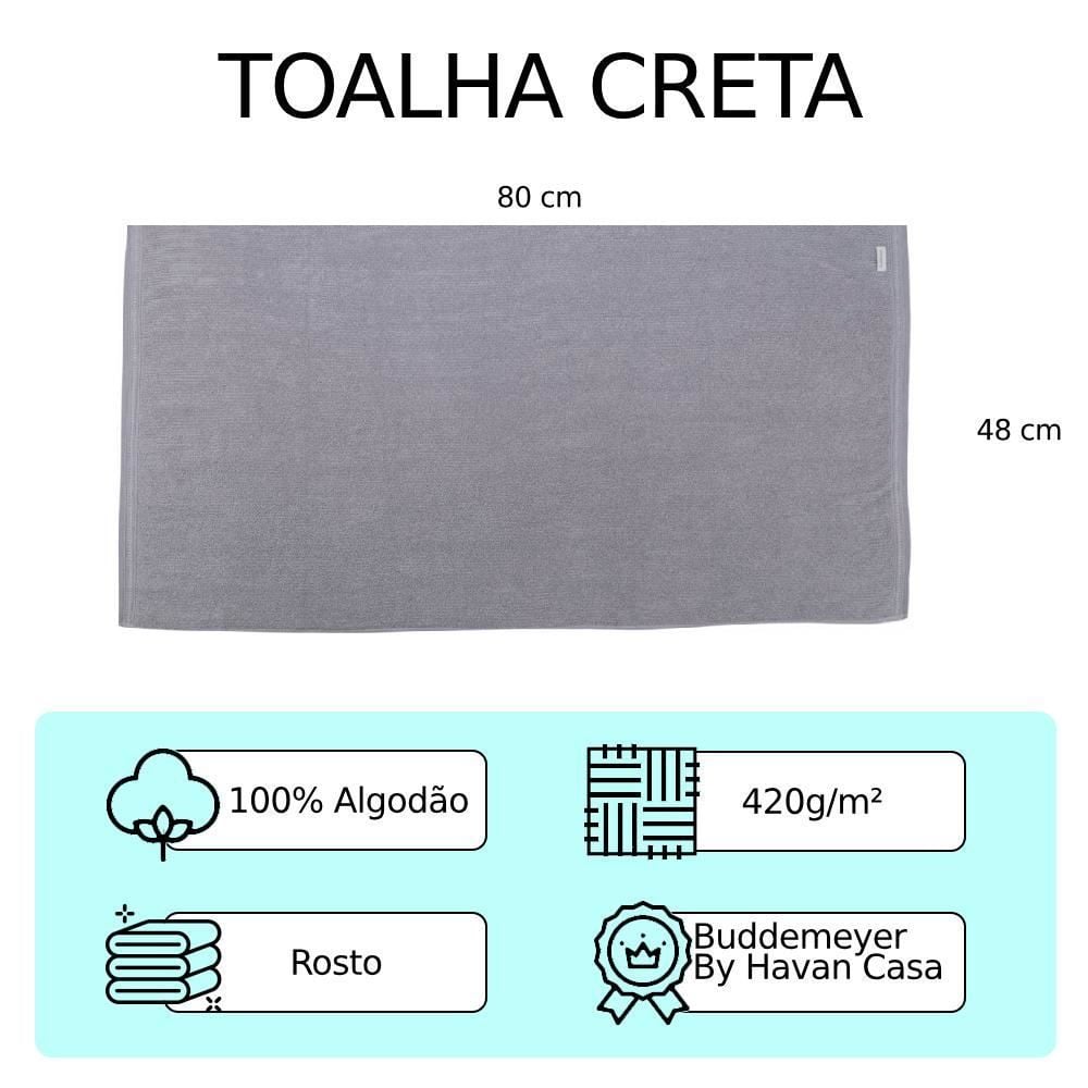 Toalha De Rosto 100% Algodão Creta Buddemeyer By Havan Casa - Cinza