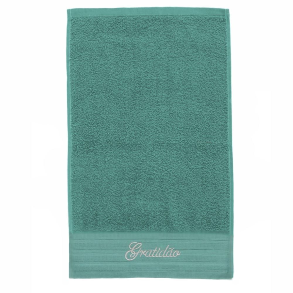 Toalha de Rosto Bordada Desejos Havan Casa - Verde Gratidão