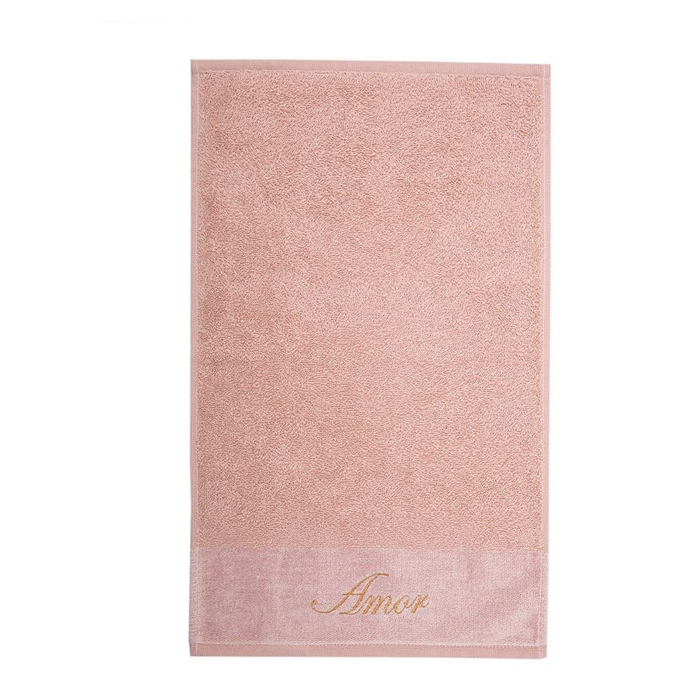 Toalha De Rosto Bordada Desejos - Veludo Rosa Amor