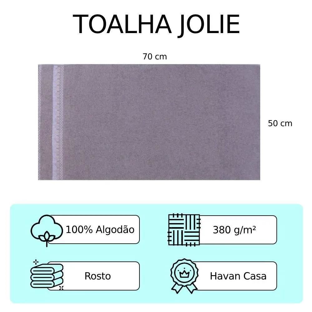 Toalha De Rosto 100% Algodão Jolie Havan Casa - Cinza