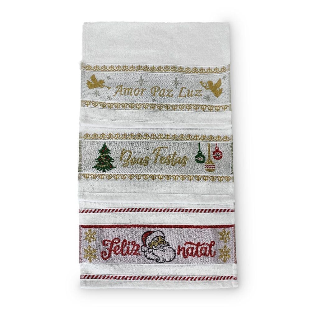 Toalha Lavabo Felpuda Natal - Branco