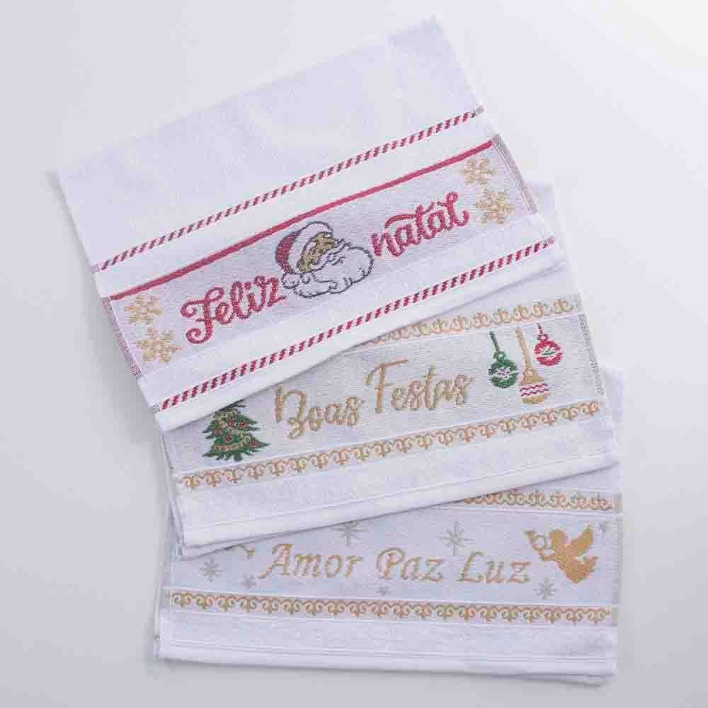 Toalha Lavabo Felpuda Sortido Natal 32 cm X 45 cm Havan Casa - Branco