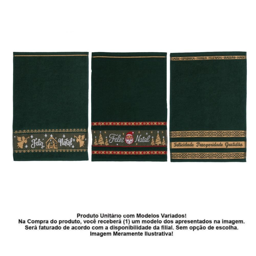 Toalha Lavabo Felpuda Sortido Natal 32 cm X 45 cm Havan Casa - Verde Selva