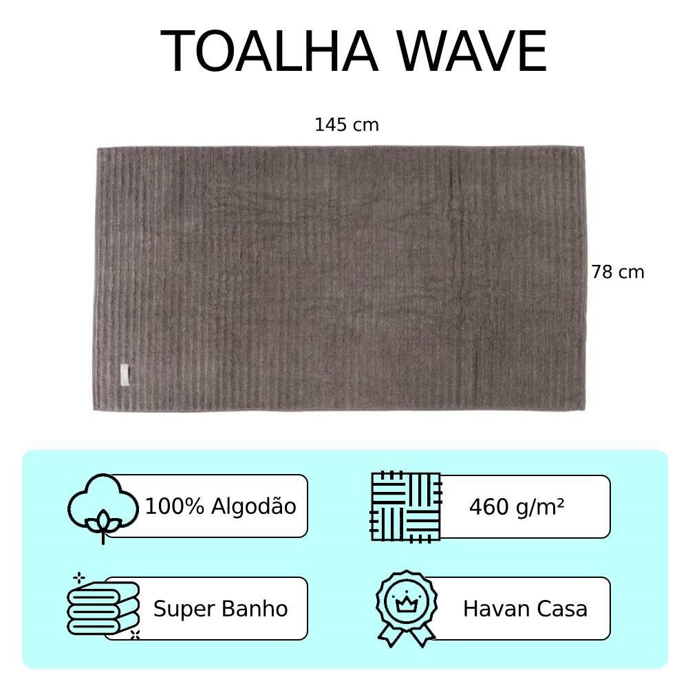 Toalha Super Banho 100% Algodão Wave Havan Casa 1 Pç - Chumbo New