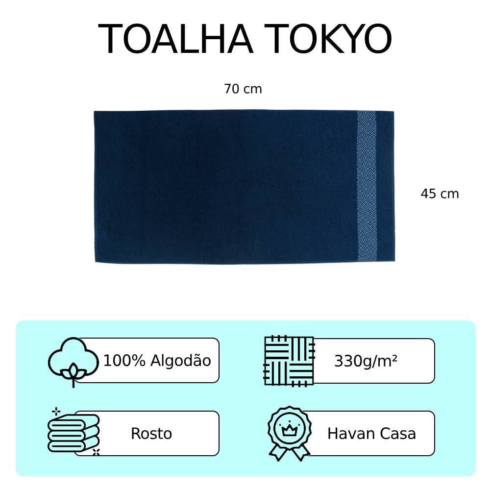 Toalha De Rosto 100% Algodão Tokyo Havan Casa - Petróleo