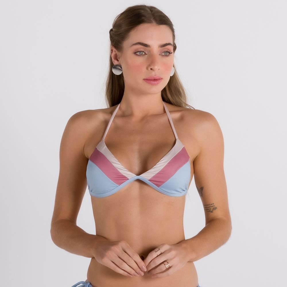 Top Biquíni Base Inteira Bloco De Cores Boby Blues