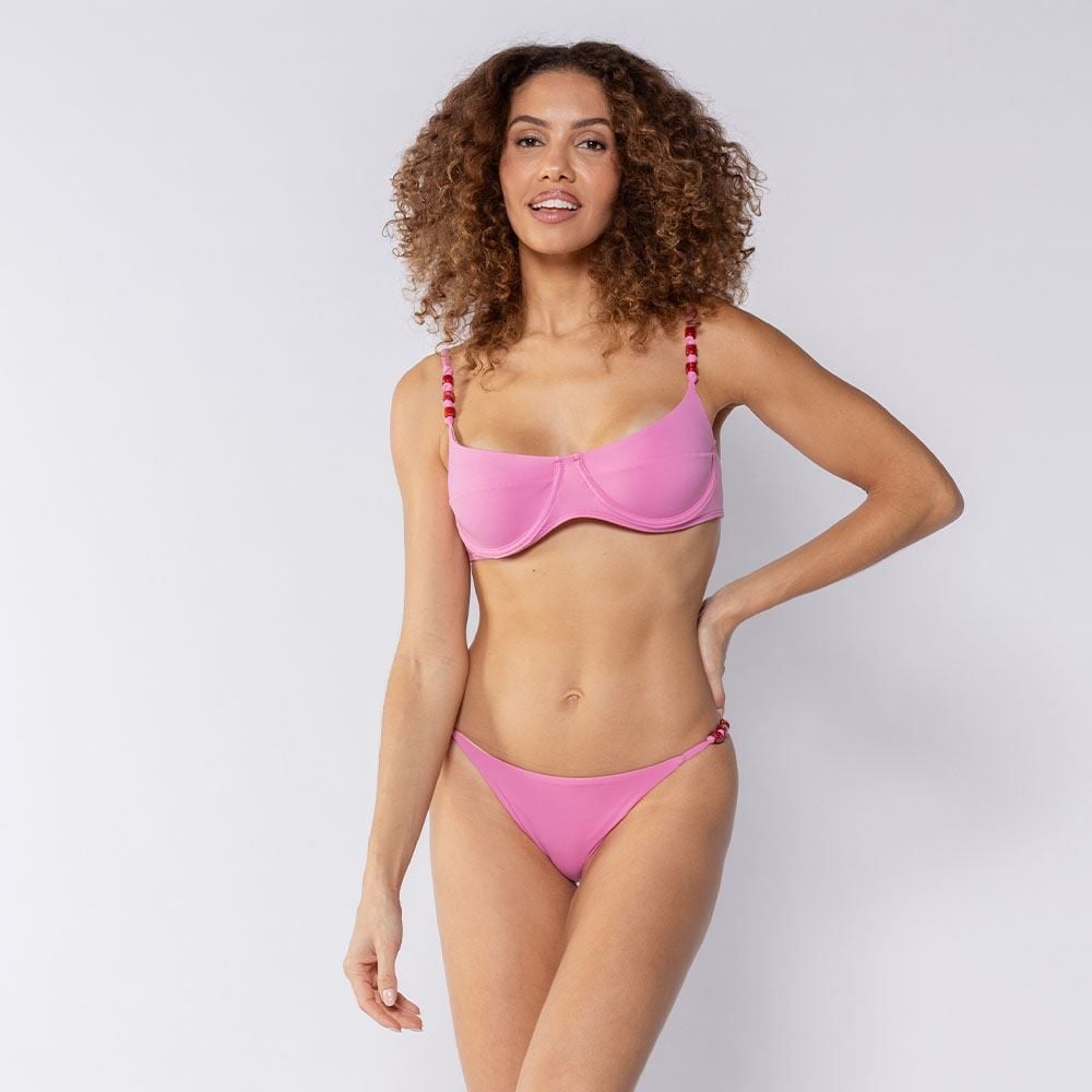 Top Biquíni Meia Taça Com Miçanga Boby Blues