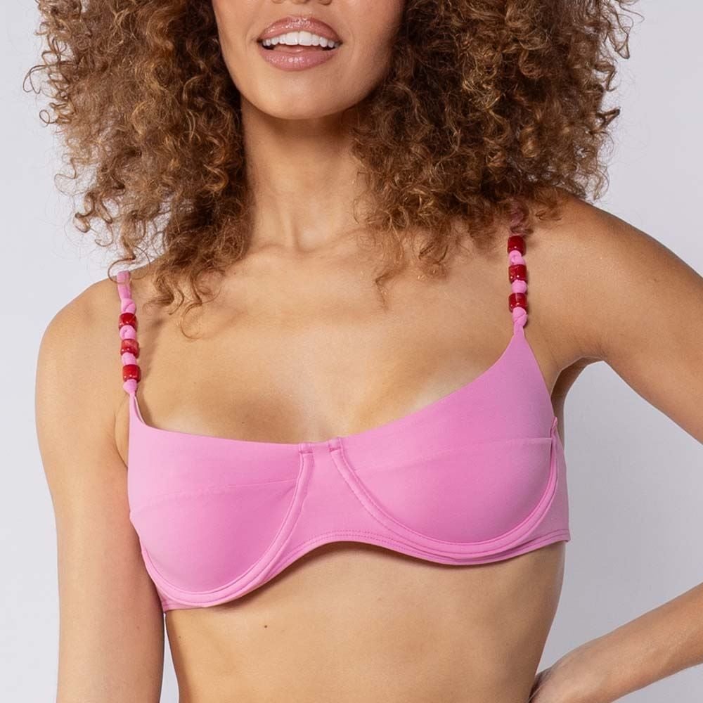 Top Biquíni Meia Taça Com Miçanga Boby Blues