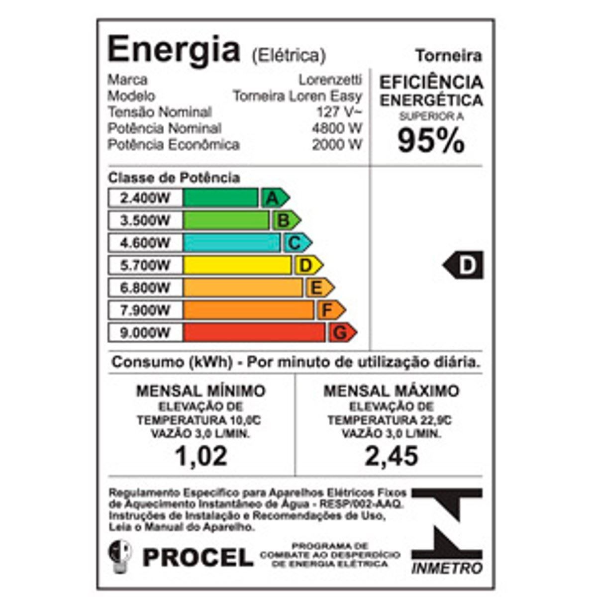 Torneira Elétrica Loren Easy Lorenzetti