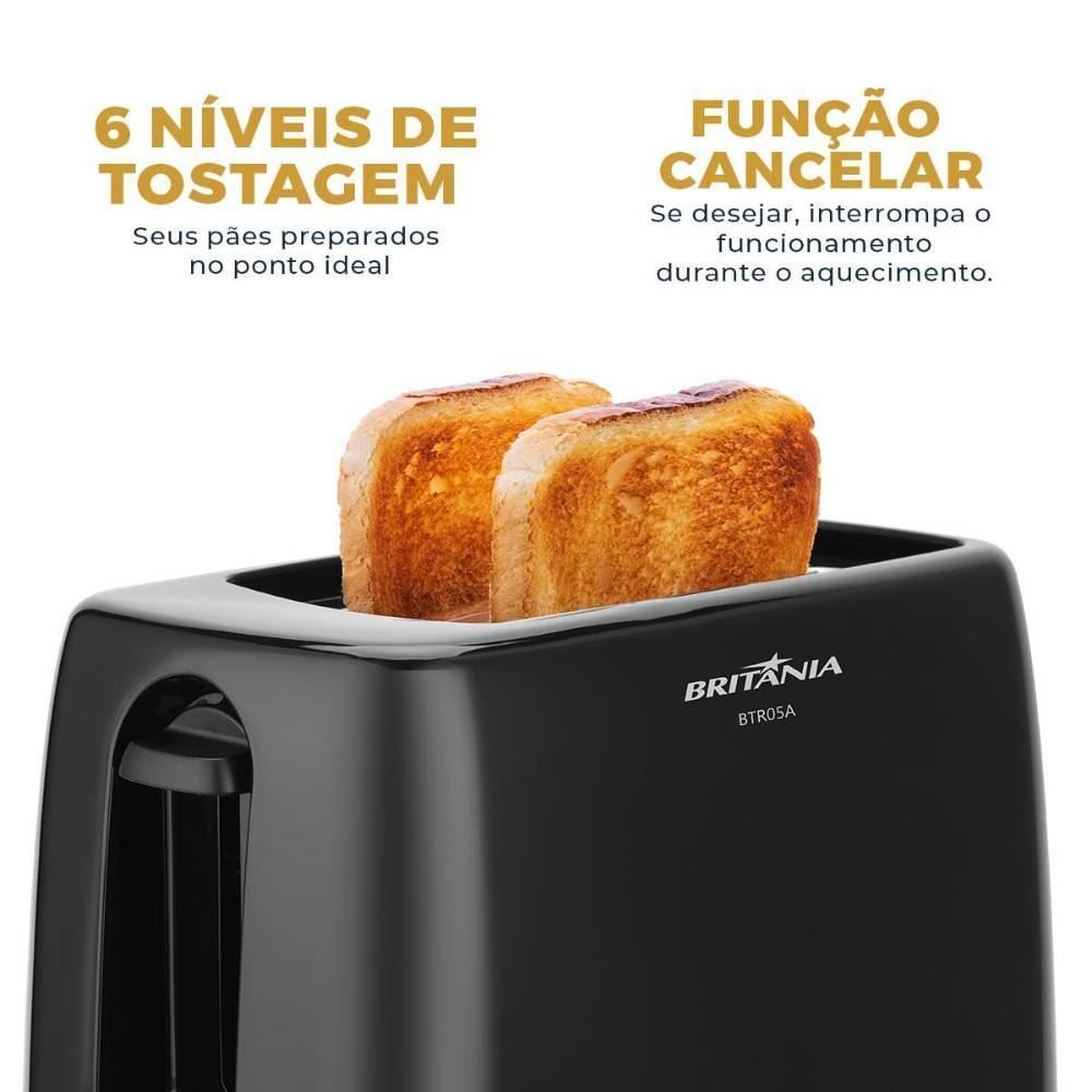 Torradeira Britânia 6 Níveis de Tostagem 700W BTR05A