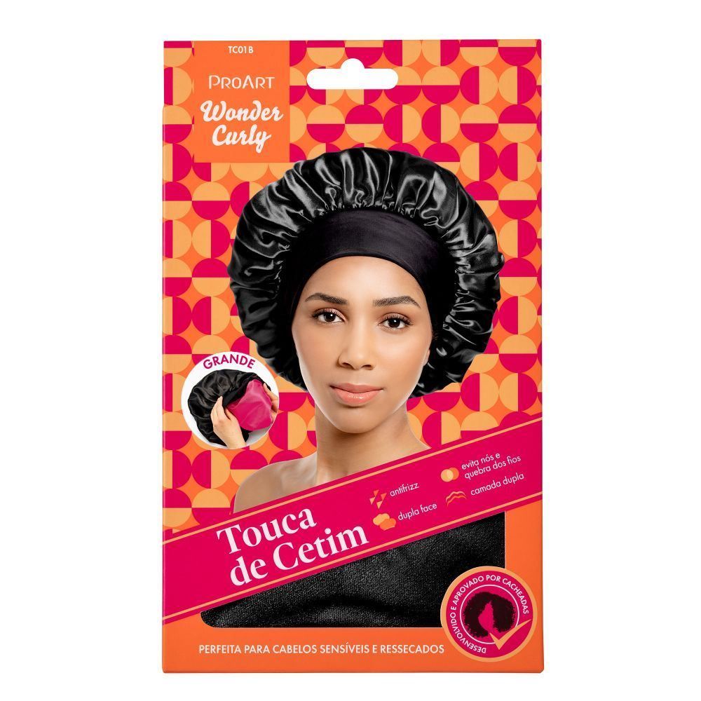 Touca De Cetim Dupla Camada Wonder Curly Proart - Grande