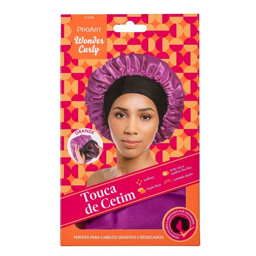 Touca De Cetim Wonder Curly Dupla Camada Proart - Grande