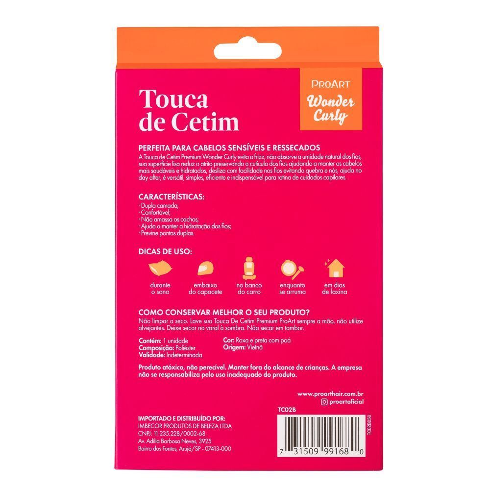 Touca De Cetim Wonder Curly Dupla Camada Proart - Grande