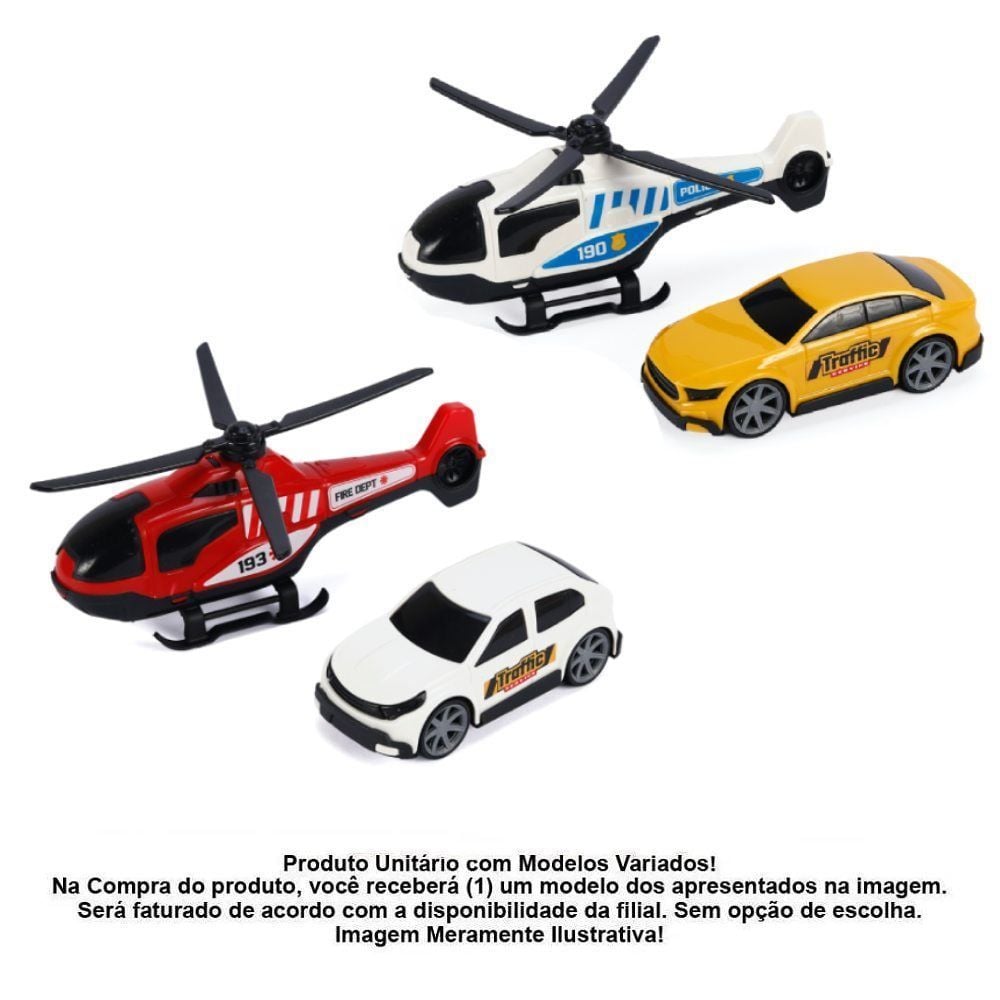 Conjunto Carro e Helicóptero Traffic Service Bs Toys - Sortido