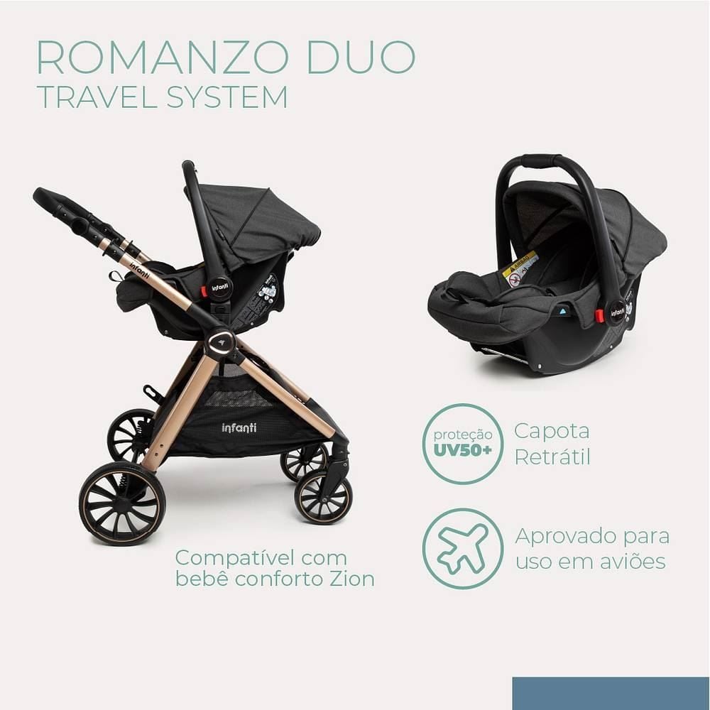 Travel System Romanzo Duo Infanti - Preto Bronze