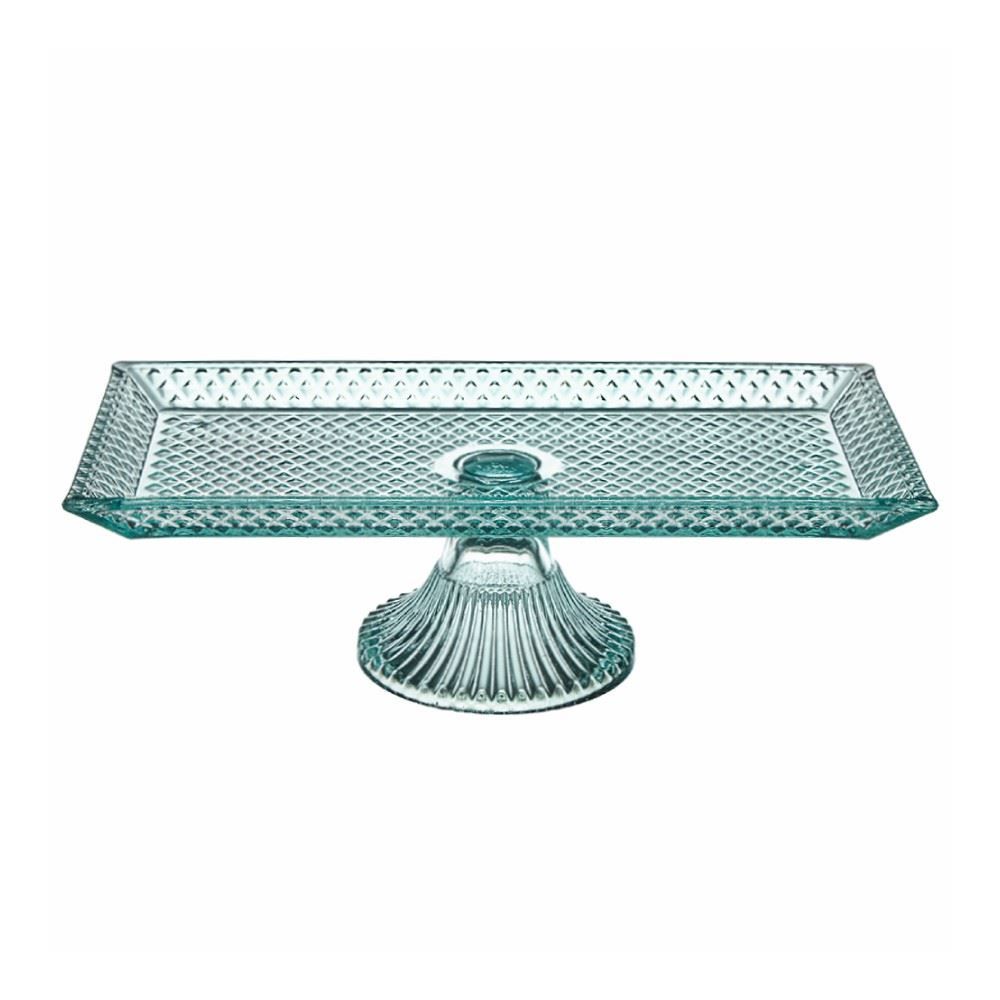 Travessa Retangular com Pé Zafira Natural Vitazza - Vidro