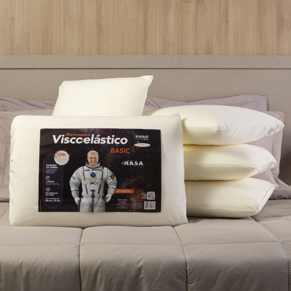 Travesseiro Nasa Suporte Anatômico Visco Elástico Basic Marcbrayn - Bege
