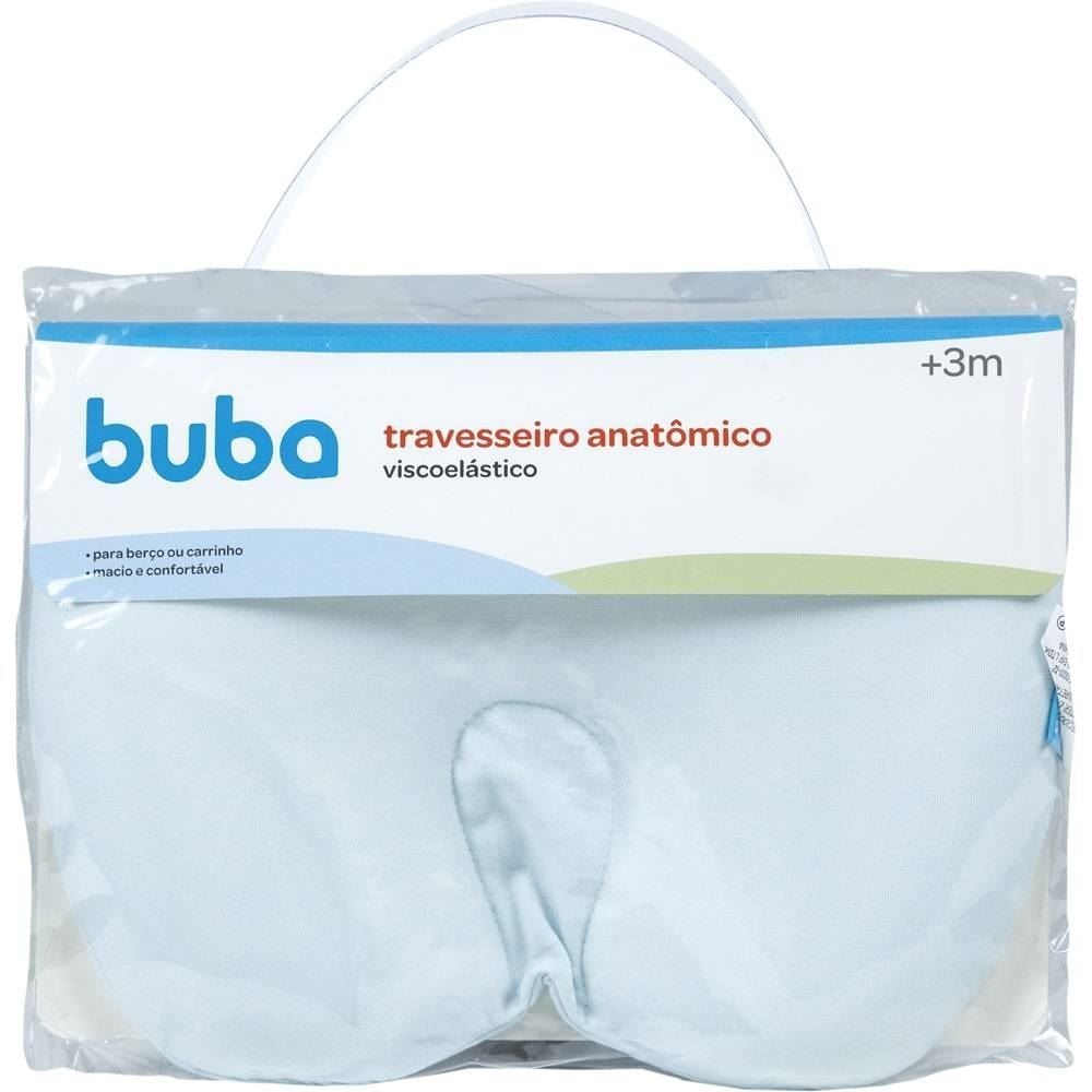 Travesseiro Anatõmico Viscoelástico Hipoalérgico Buba 28Cm - Azul Celeste