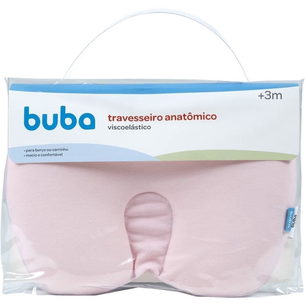 Travesseiro Anatõmico Viscoelástico Hipoalérgico Buba 28Cm - Rosa Claro