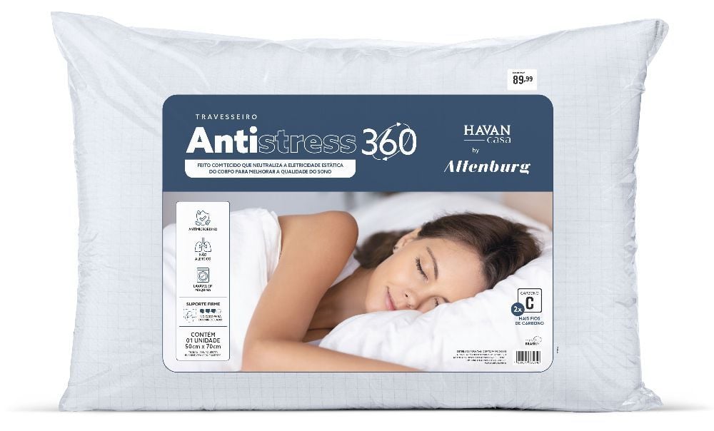 Travesseiro Antistress 360 Havan Casa, Altenburg, Fios de Carbono