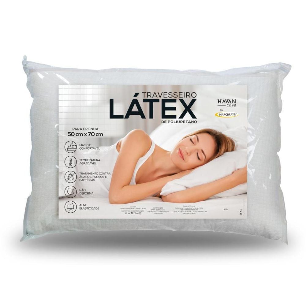 Travesseiro Látex 50X70 Cm Havan Casa By Marcbrayn - Branco