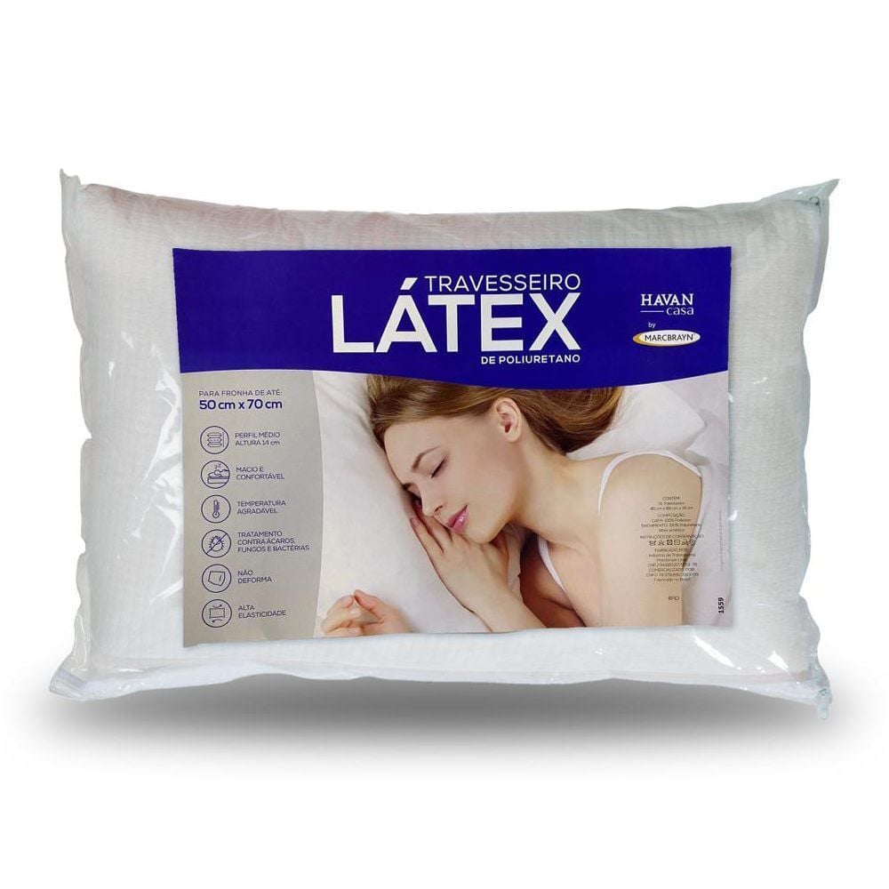 Travesseiro Latex Basic 50X70 Cm Marcbrayn By Havan Casa - Branco