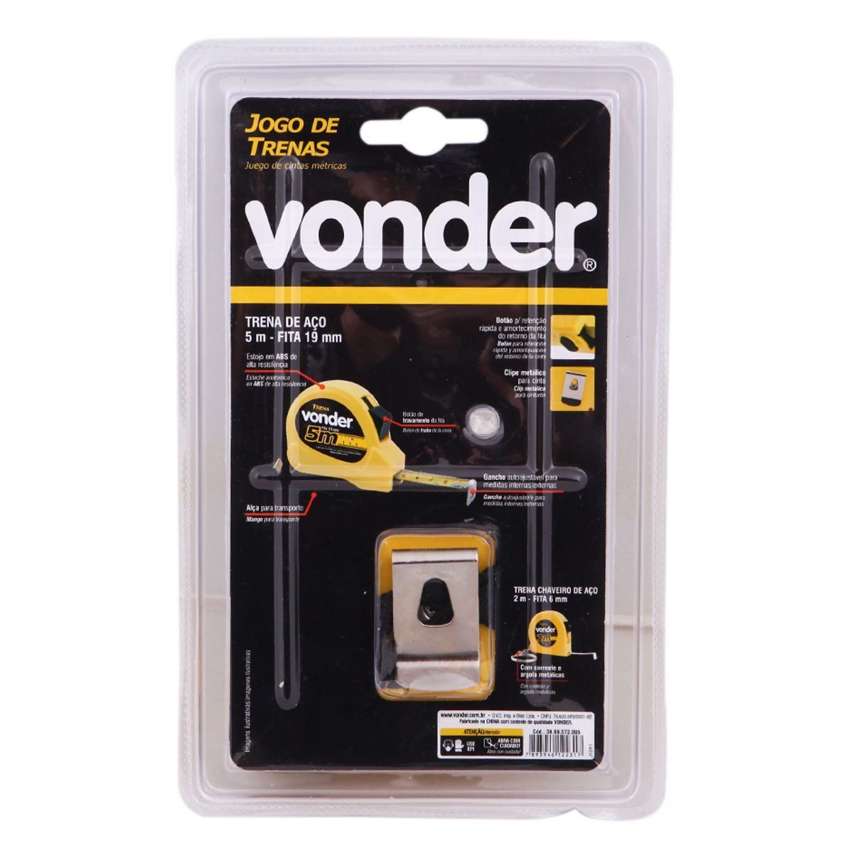 Jogo de Trenas de Aço 2m e 5m TCV2005 Vonder - 3868572005