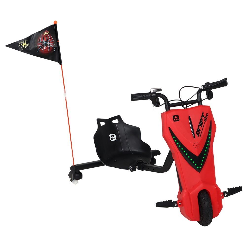 Triciclo Elétrico Drift 250W com 3 Velocidades - Vermelho