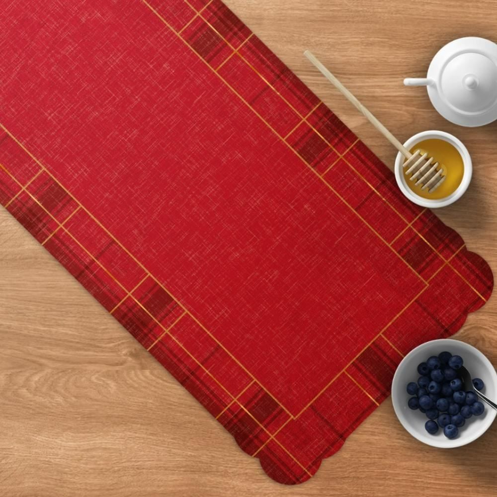 Trilho De Mesa Natalino 40 X 120Cm Havan Casa - Xadrez Vermelho