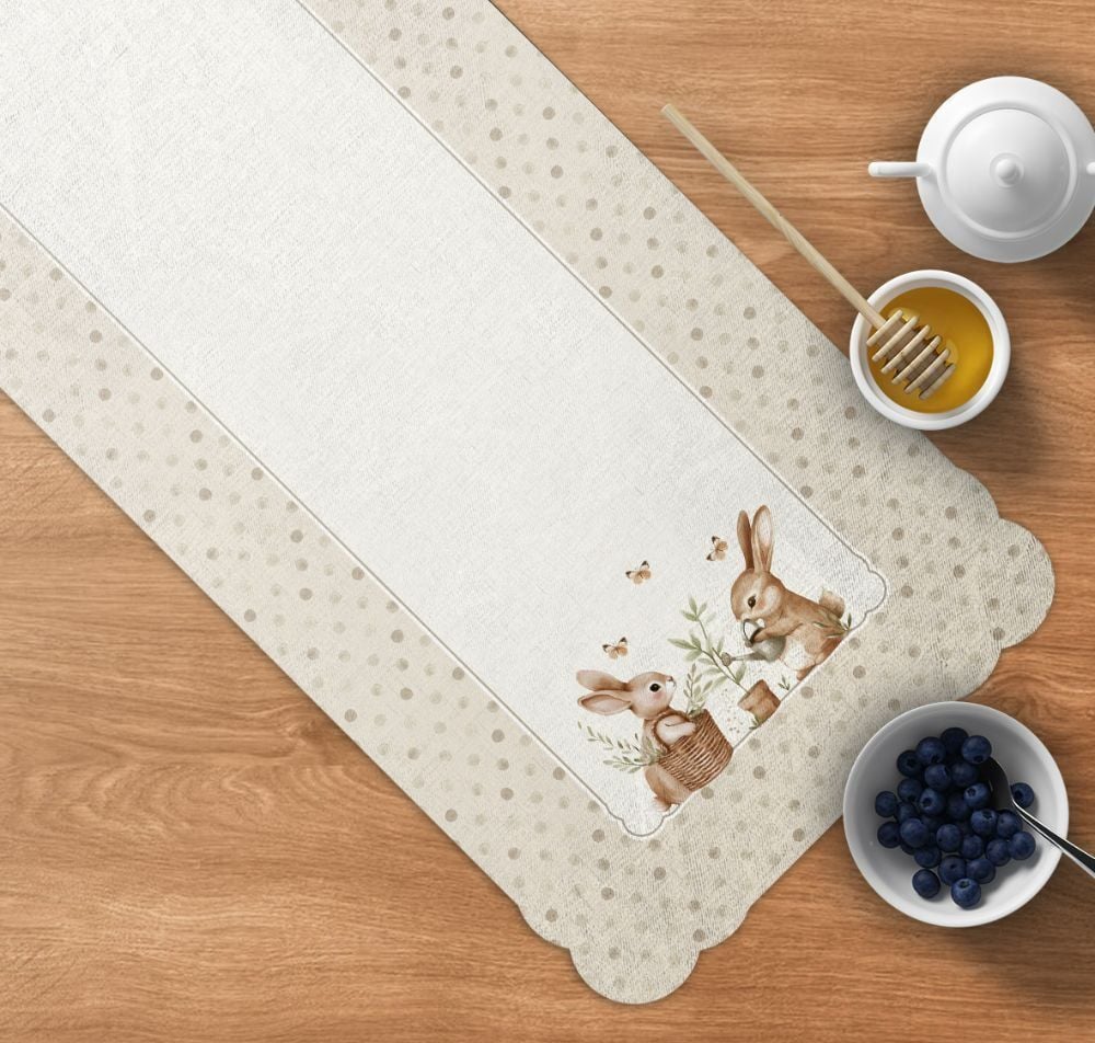 Trilho de Mesa Páscoa 40X120 cm Havan Casa - Coelho Jardim Bege