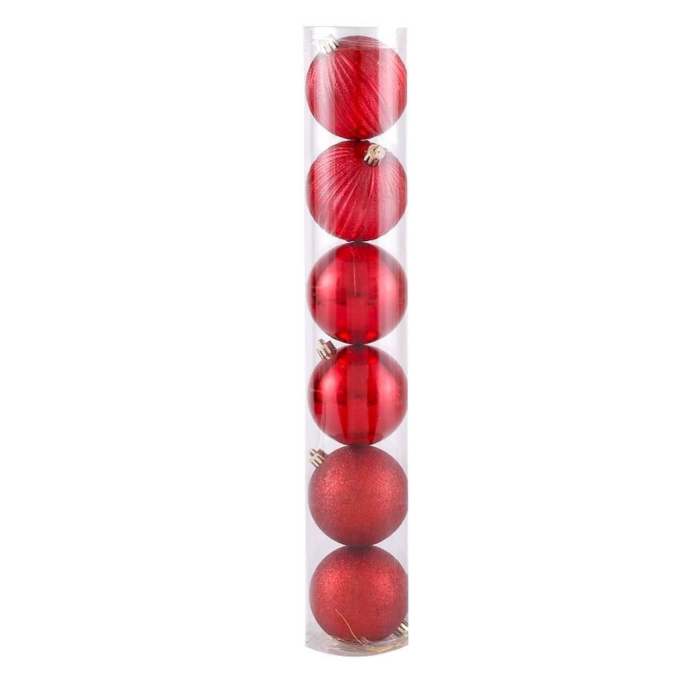 Tubo Bola De Natal Vermelho 8 Cm Com 6 Unidades Havan Casa - ST79394